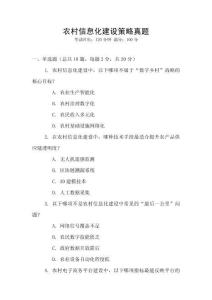 農村信息化建設策略真題