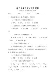 初三化學上冊試題及答案