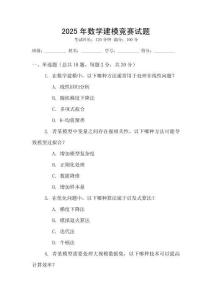 2025年數學建模競賽試題