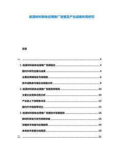 能源材料新體應用推廣發展及產業戰略布局研究