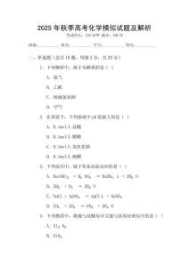 2025年秋季高考化學(xué)模擬試題及解析