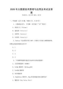 2026年大數(shù)據(jù)技術(shù)原理與應(yīng)用及考試及答案