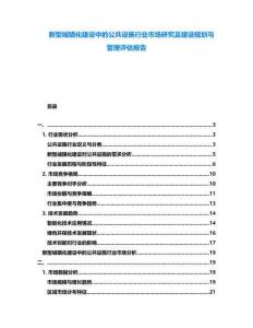 新型城鎮(zhèn)化建設(shè)中的公共設(shè)施行業(yè)市場研究及建設(shè)規(guī)劃與管理評估報告