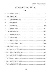 建設項目現場工人勞動力分配方案
