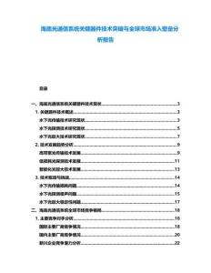 海底光通信系統(tǒng)關(guān)鍵器件技術(shù)突破與全球市場準(zhǔn)入壁壘分析報告