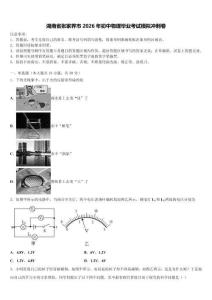 湖南省张家界市2026年初中物理毕业考试模拟冲刺卷（含答案解析）