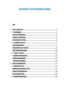 碳中和背景下光伏產(chǎn)業(yè)投資機(jī)會(huì)分析報(bào)告