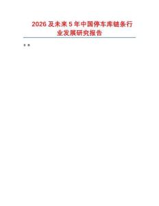 2026及未來5年中國停車庫鏈條行業發展研究報告