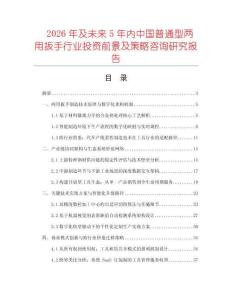 2026年及未來5年內(nèi)中國普通型兩用扳手行業(yè)投資前景及策略咨詢研究報(bào)告