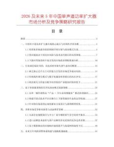 2026及未來5年中國單聲道功率擴大器市場分析及競爭策略研究報告