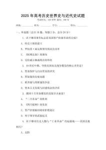 2025年高考历史世界史与近代史试题