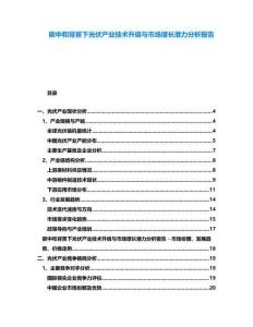 碳中和背景下光伏產(chǎn)業(yè)技術(shù)升級與市場增長潛力分析報(bào)告