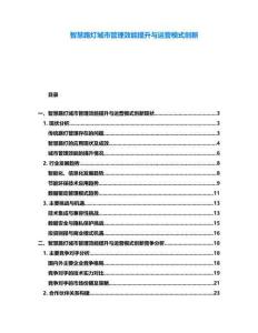 智慧路燈城市管理效能提升與運營模式創新