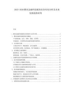 2025-2030騰訊金融科技板塊業(yè)務布局分析及未來發(fā)展趨勢研判