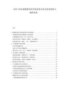 2025-2030碳捕集利用市場發展分析及前景趨勢與減排需求