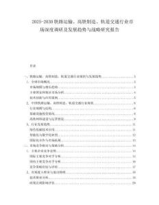 2025-2030鐵路運(yùn)輸、高鐵制造、軌道交通行業(yè)市場深度調(diào)研及發(fā)展趨勢與戰(zhàn)略研究報告