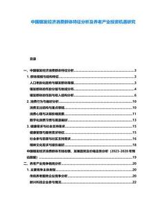 中國銀發(fā)經(jīng)濟(jì)消費(fèi)群體特征分析及養(yǎng)老產(chǎn)業(yè)投資機(jī)遇研究