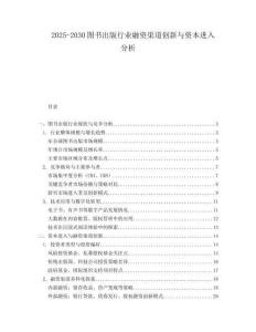 2025-2030圖書出版行業(yè)融資渠道創(chuàng)新與資本進(jìn)入分析