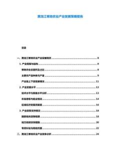 黑龍江寒地農(nóng)業(yè)產(chǎn)業(yè)發(fā)展策略報(bào)告