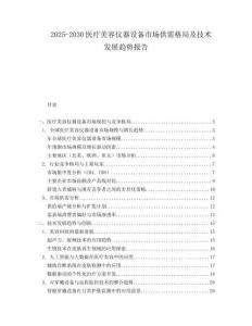 2025-2030醫(yī)療美容儀器設(shè)備市場(chǎng)供需格局及技術(shù)發(fā)展趨勢(shì)報(bào)告