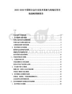 2025-2030中國(guó)鋁合金行業(yè)技術(shù)革新與高端應(yīng)用市場(chǎng)戰(zhàn)略洞察報(bào)告