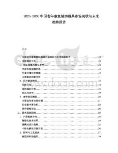 2025-2030中國老年康復輔助器具市場現狀與未來趨勢報告