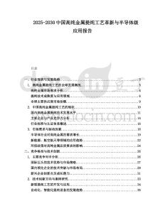 2025-2030中國高純金屬提純工藝革新與半導體級應用報告