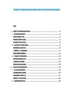 智慧燈桿運營商業(yè)模式創(chuàng)新與城市試點項目效果評估報告