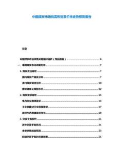 中國煤炭市場供需形勢及價(jià)格走勢預(yù)測報(bào)告