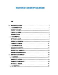 醫(yī)藥冷鏈物流行業(yè)發(fā)展前景與投資戰(zhàn)略規(guī)劃
