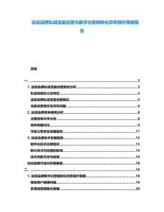 運(yùn)動(dòng)品牌私域流量運(yùn)營(yíng)與數(shù)字化營(yíng)銷轉(zhuǎn)化效率提升策略報(bào)告