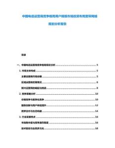中國電信運營商競爭格局用戶規模市場投資布局寬帶網絡規劃分析報告