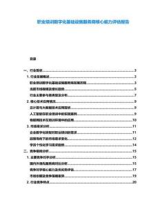職業(yè)培訓數字化基礎設施服務商核心能力評估報告