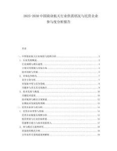 2025-2030中國商業航天行業供需狀況與民營企業參與度分析報告