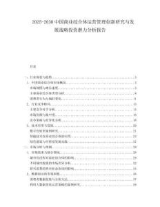 2025-2030中國商業(yè)綜合體運(yùn)營管理創(chuàng)新研究與發(fā)展戰(zhàn)略投資潛力分析報(bào)告
