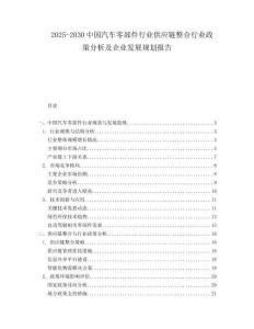 2025-2030中國汽車零部件行業(yè)供應(yīng)鏈整合行業(yè)政策分析及企業(yè)發(fā)展規(guī)劃報(bào)告