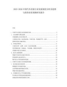 2025-2030中國汽車改裝行業(yè)發(fā)展現(xiàn)狀分析及趨勢與投資前景預(yù)測研究報告