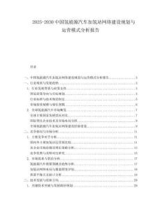 2025-2030中國氫能源汽車加氫站網絡建設規劃與運營模式分析報告
