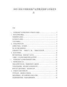 2025-2030中國商業(yè)地產(chǎn)運(yùn)營模式創(chuàng)新與市場競爭力