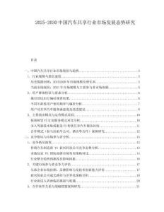 2025-2030中國(guó)汽車(chē)共享行業(yè)市場(chǎng)發(fā)展態(tài)勢(shì)研究