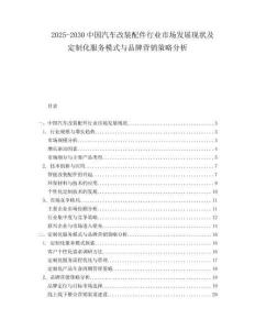 2025-2030中國汽車改裝配件行業(yè)市場發(fā)展現(xiàn)狀及定制化服務(wù)模式與品牌營銷策略分析
