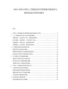 2025-2030中國人工智能技術應用領域市場需求與投資價值評估研究報告