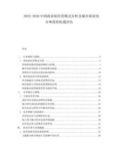 2025-2030中國商業(yè)街經(jīng)營模式分析及城市商業(yè)綜合體投資機(jī)遇評(píng)估