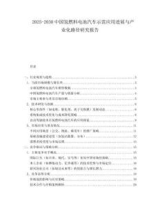 2025-2030中國氫燃料電池汽車示范應用進展與產業化路徑研究報告