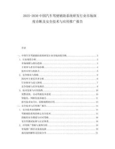 2025-2030中國汽車駕駛輔助系統研發行業市場深度診斷及安全技術與應用推廣報告
