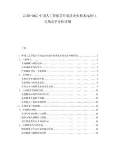 2025-2030中國人工智能芯片制造企業技術標準化市場競爭分析評測