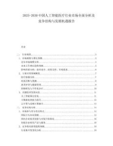 2025-2030中國人工智能醫(yī)療行業(yè)市場全面分析及競爭結構與發(fā)展機遇報告