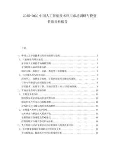 2025-2030中國人工智能技術應用市場調(diào)研與投資價值分析報告
