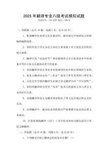 2025年翻譯專業八級考試模擬試題