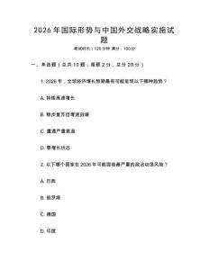 2026年國際形勢與中國外交戰(zhàn)略實(shí)施試題